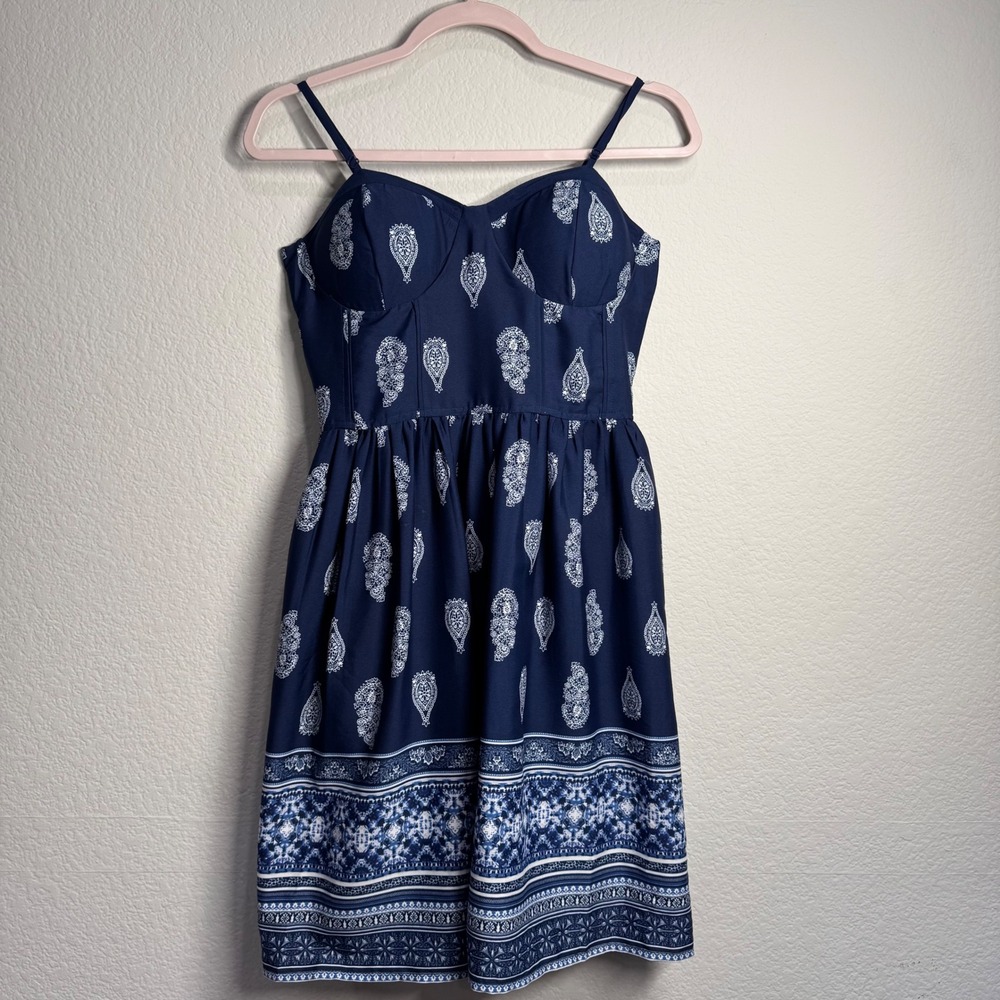 Band of Gypsies Navy Blue Paisley Print Mini Dress